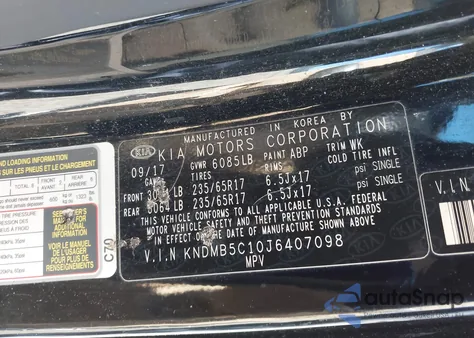 2018 Kia Sedona Lx z USA, uszkodzony, nr VIN KNDMB5C10J6407098